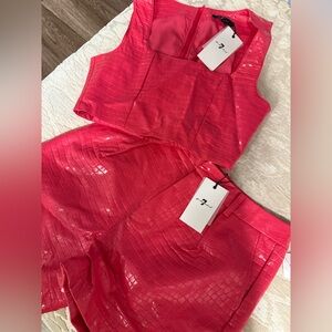 7 For All Mankind hot pink Textured Set